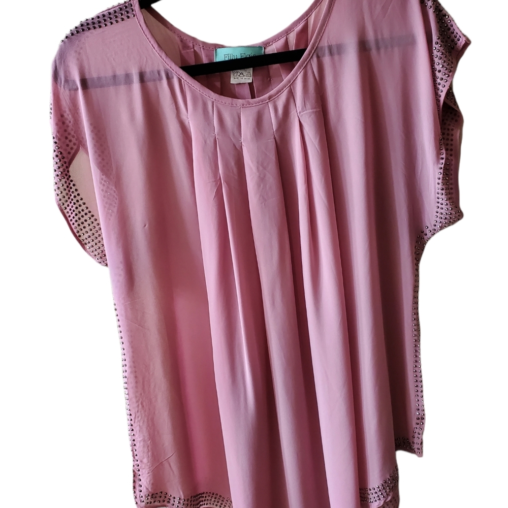 Filly Flair Sheer Metal Accent Blouse S
